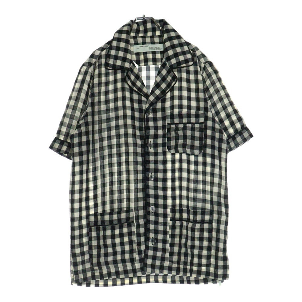 OFF-WHITE(オフホワイト) ギンガムチェック オープンカラー 半袖シャツ ブラック/アイボリー
