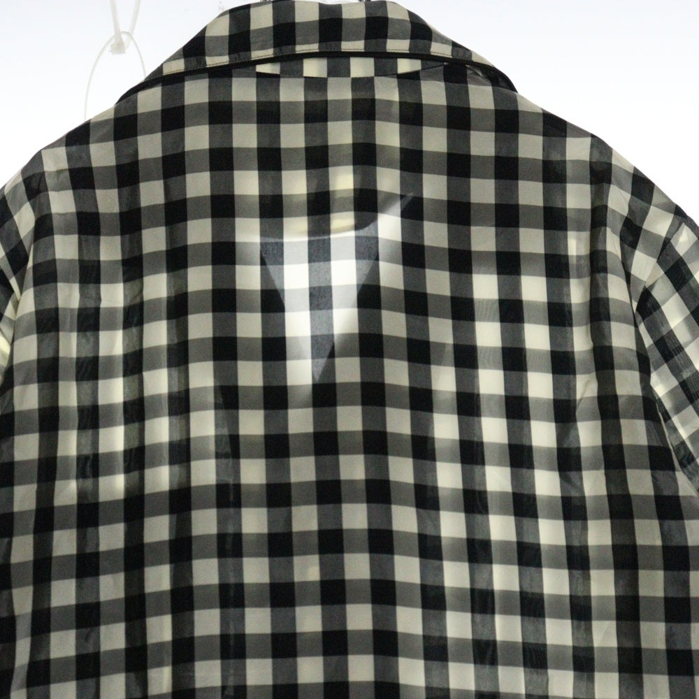 OFF-WHITE(オフホワイト) ギンガムチェック オープンカラー 半袖シャツ ブラック/アイボリー