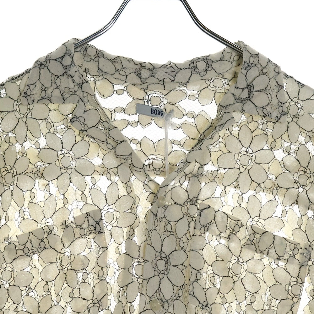 BODE(ボディ) 22AW DAISY LACE SS SHIRTデイジー レース コットン オープンカラー 半袖シャツ アイボリー