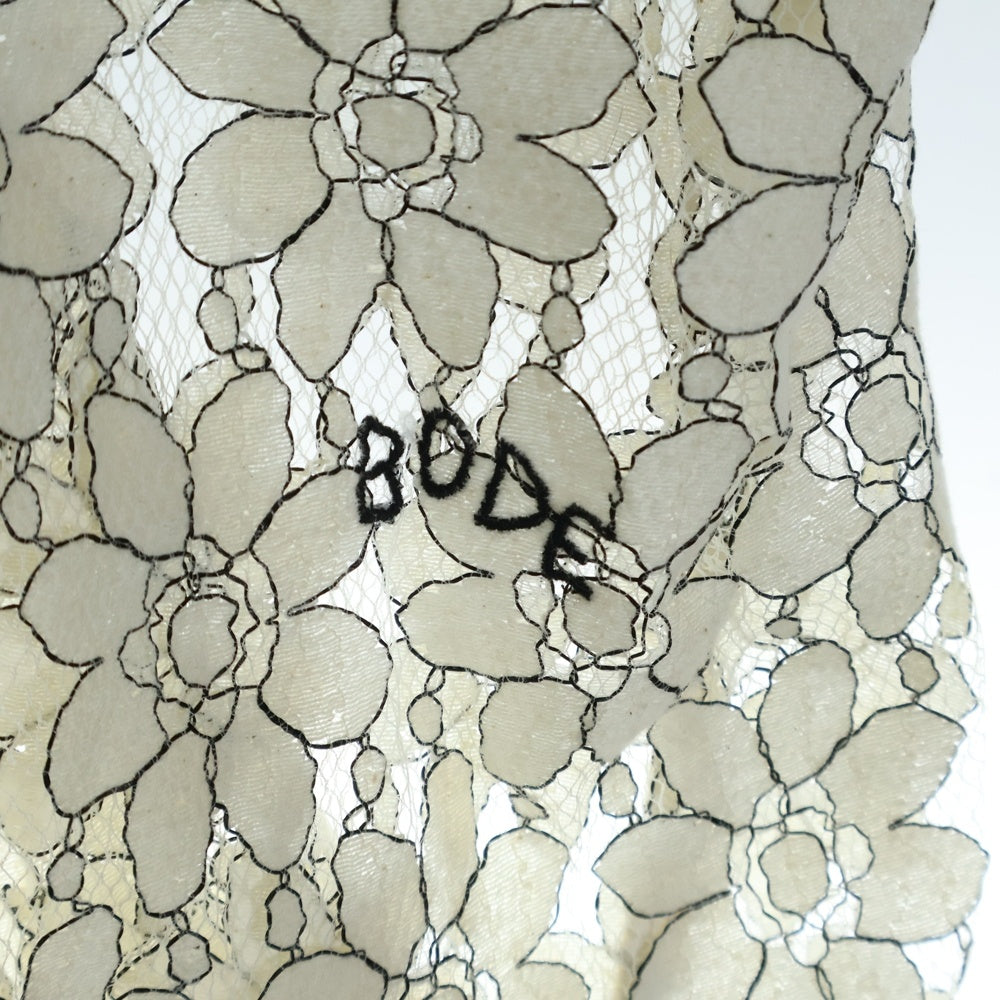 BODE(ボディ) 22AW DAISY LACE SS SHIRTデイジー レース コットン オープンカラー 半袖シャツ アイボリー