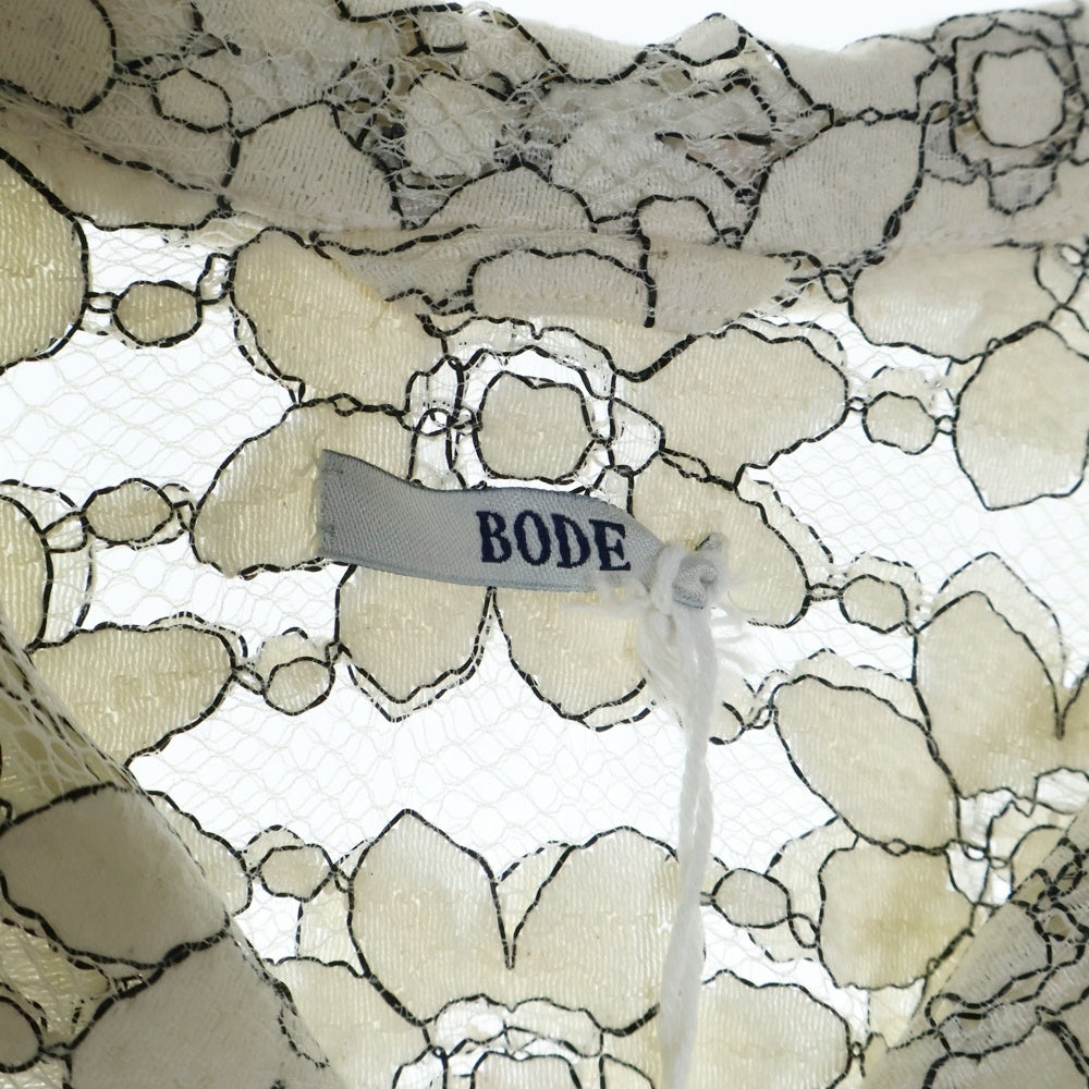 BODE(ボディ) 22AW DAISY LACE SS SHIRTデイジー レース コットン オープンカラー 半袖シャツ アイボリー