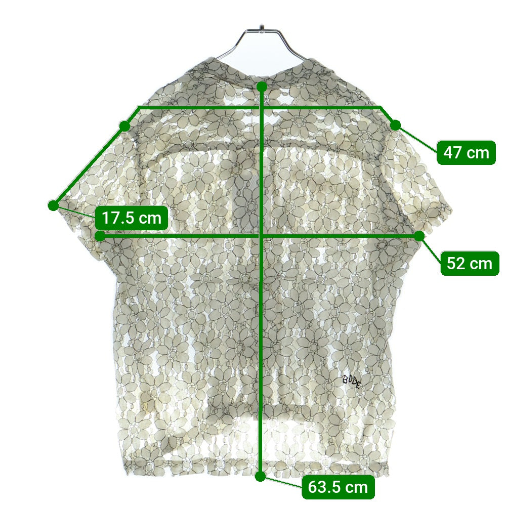 BODE(ボディ) 22AW DAISY LACE SS SHIRTデイジー レース コットン オープンカラー 半袖シャツ アイボリー