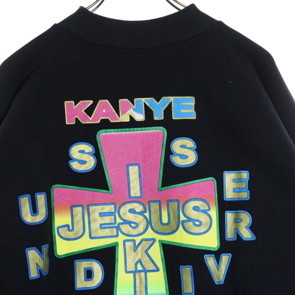 KANYE WEST(カニエウェスト) ×AWGE JIK CROSS SWEATSHIRT オーグ ジーザスイズキング クロス 両面プリント モックネック プルオーバースウェットトレーナー ブラック