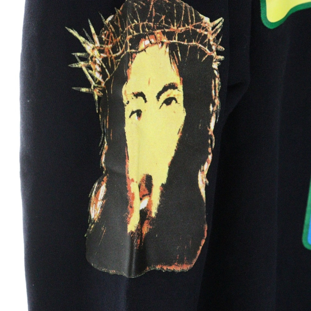 KANYE WEST(カニエウェスト) ×AWGE JIK CROSS SWEATSHIRT オーグ ジーザスイズキング クロス 両面プリント モックネック プルオーバースウェットトレーナー ブラック