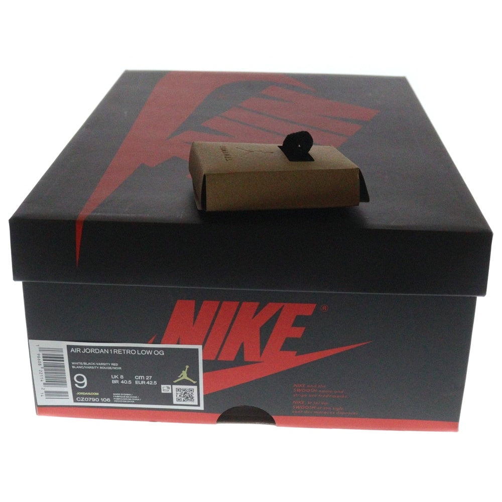 NIKE(ナイキ) AIR JORDAN 1 RETRO LOW OG BLACK TOE エアジョーダン レトロ ブラックトゥ ローカットスニーカー ホワイト/ブラック/レッド US9/27cm CZ0790-106