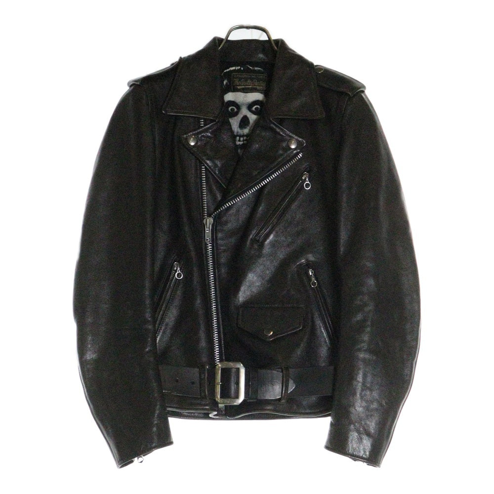 WACKO MARIA(ワコマリア) 13SS ×WOLF'S HEAD DOUBLE RIDERS JAKCET ウルフズヘッド 裏地スカル スタッズ加工 カウレザー ダブルライダースジャケット ブラウン