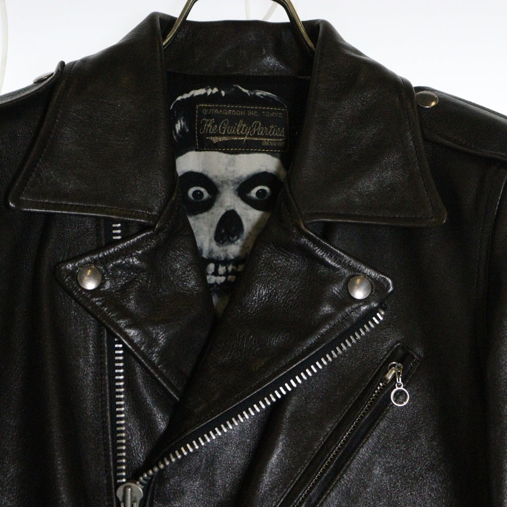 WACKO MARIA(ワコマリア) 13SS ×WOLF'S HEAD DOUBLE RIDERS JAKCET ウルフズヘッド 裏地スカル スタッズ加工 カウレザー ダブルライダースジャケット ブラウン