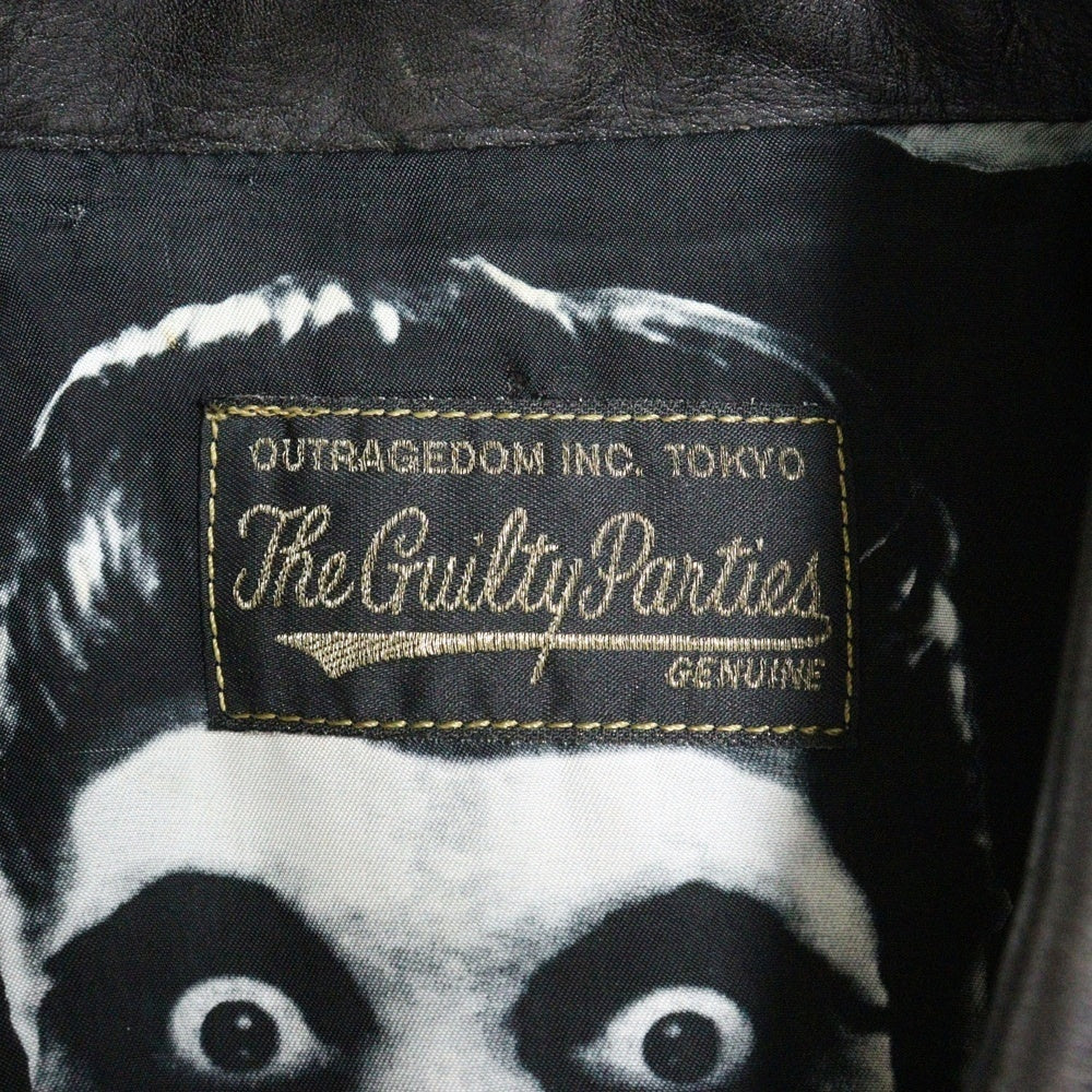 WACKO MARIA(ワコマリア) 13SS ×WOLF'S HEAD DOUBLE RIDERS JAKCET ウルフズヘッド 裏地スカル スタッズ加工 カウレザー ダブルライダースジャケット ブラウン