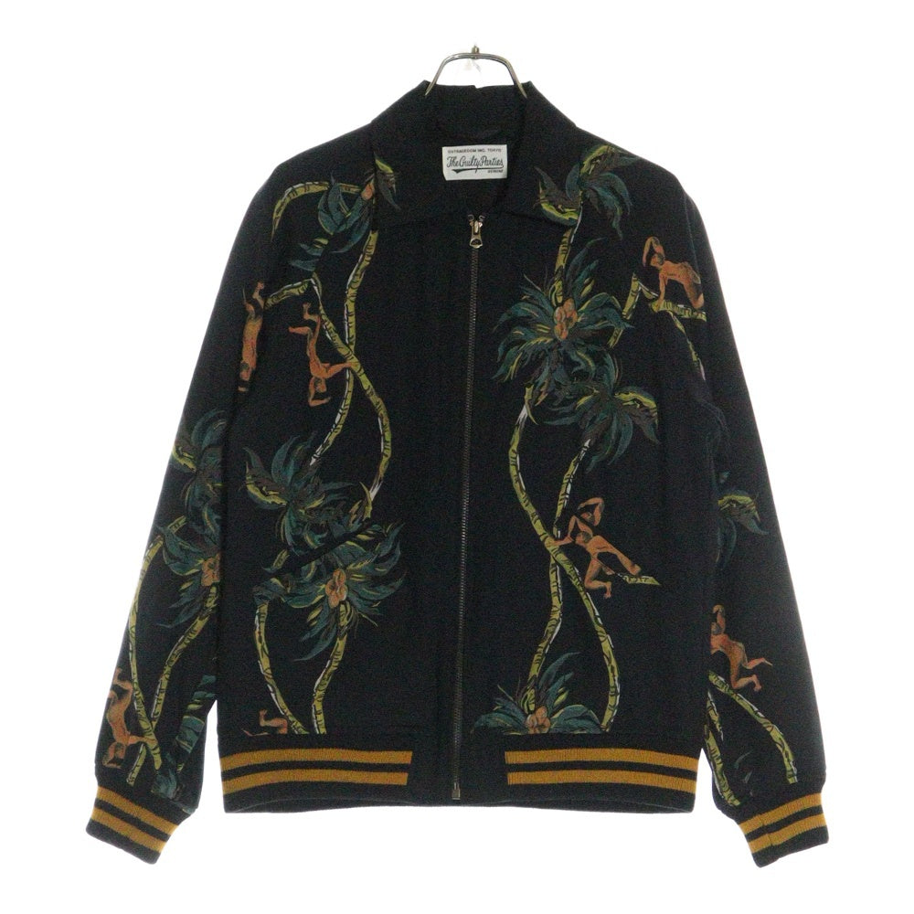 WACKO MARIA(ワコマリア) 17SS SPORTS JACKET PALM TREE パームツリー柄 レーヨン混 ジップアップスポーツジャケット ブラック