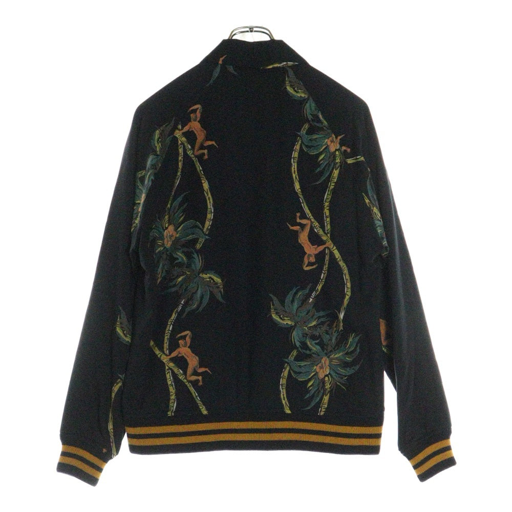 WACKO MARIA(ワコマリア) 17SS SPORTS JACKET PALM TREE パームツリー柄 レーヨン混 ジップアップスポーツジャケット ブラック
