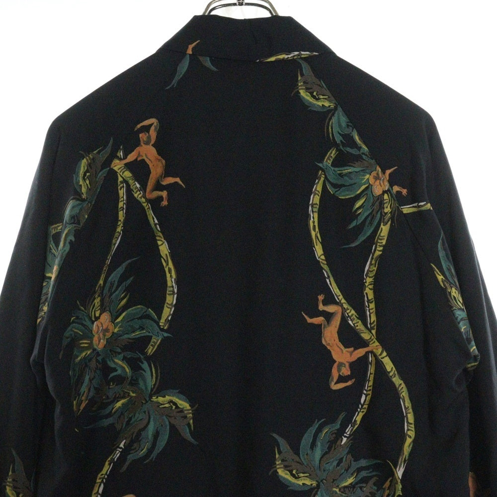 WACKO MARIA(ワコマリア) 17SS SPORTS JACKET PALM TREE パームツリー柄 レーヨン混 ジップアップスポーツジャケット ブラック