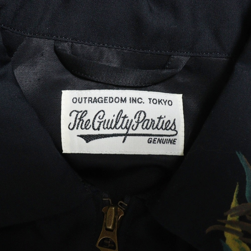 WACKO MARIA(ワコマリア) 17SS SPORTS JACKET PALM TREE パームツリー柄 レーヨン混 ジップアップスポーツジャケット ブラック