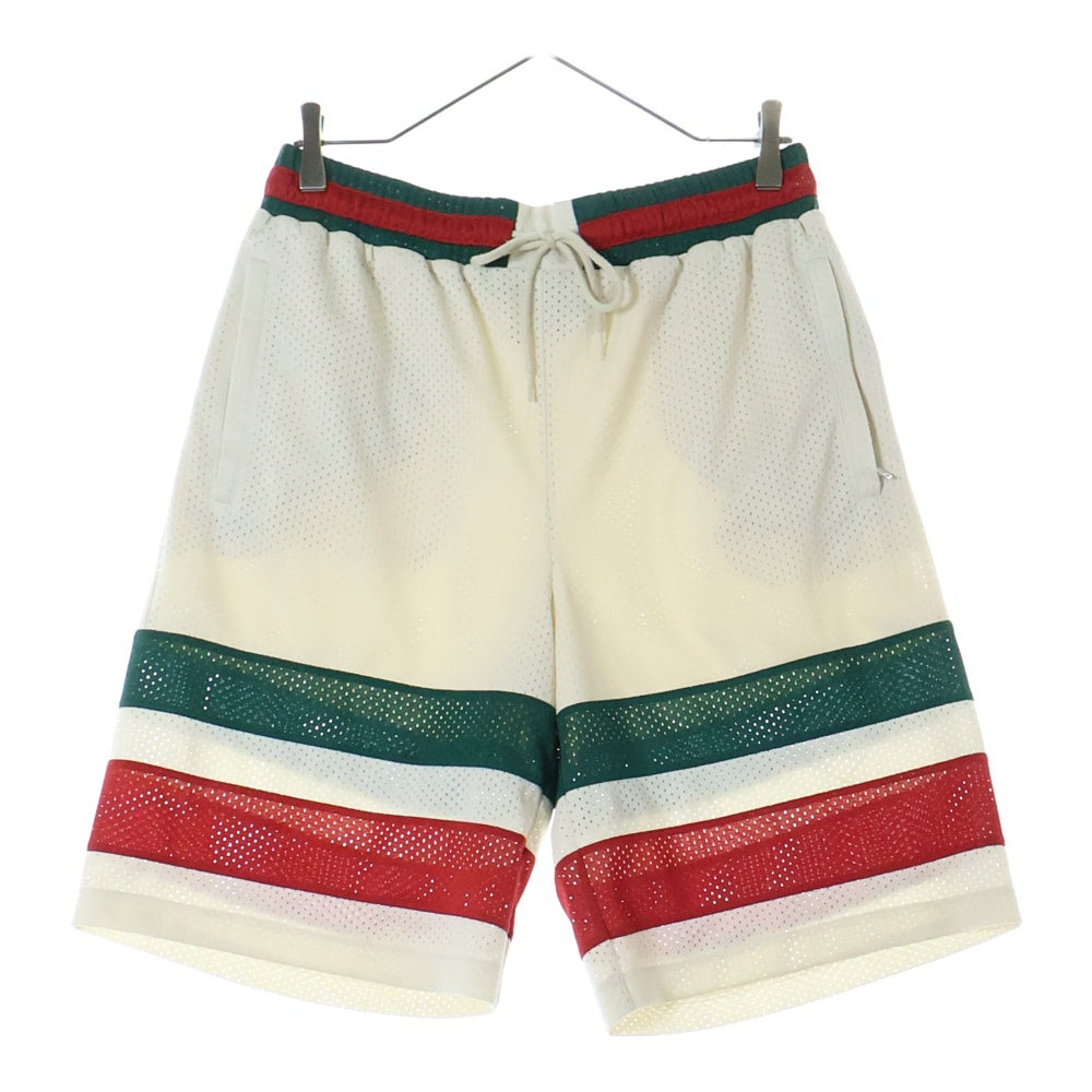 GUCCI(グッチ) 24SS GG Logo Mesh Fabric Shorts ロゴ メッシュ ハーフパンツ ショーツ アイボリー/レッド/グリーン 737407