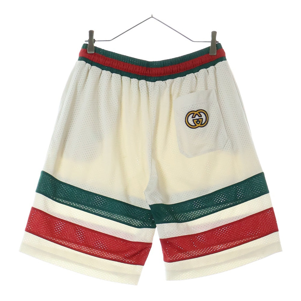 GUCCI(グッチ) 24SS GG Logo Mesh Fabric Shorts ロゴ メッシュ ハーフパンツ ショーツ アイボリー/レッド/グリーン 737407