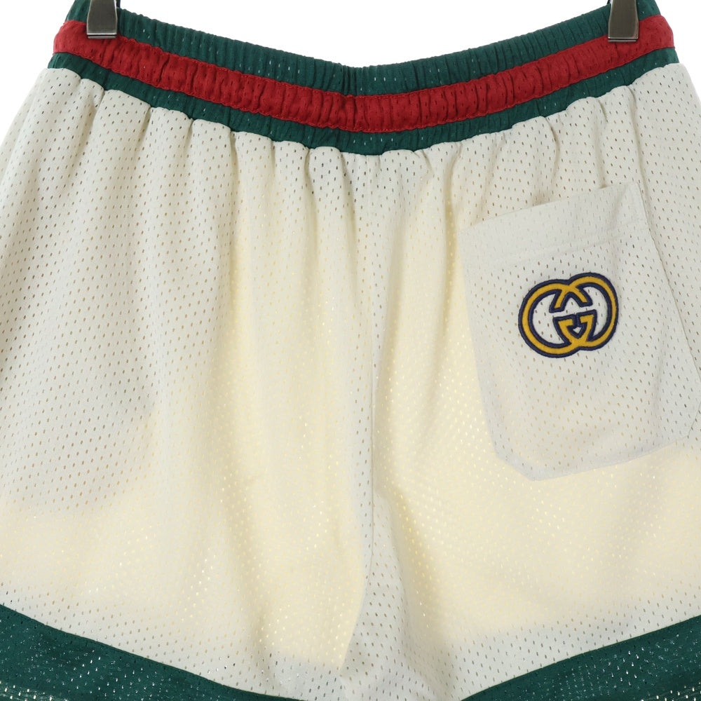 GUCCI(グッチ) 24SS GG Logo Mesh Fabric Shorts ロゴ メッシュ ハーフパンツ ショーツ アイボリー/レッド/グリーン 737407