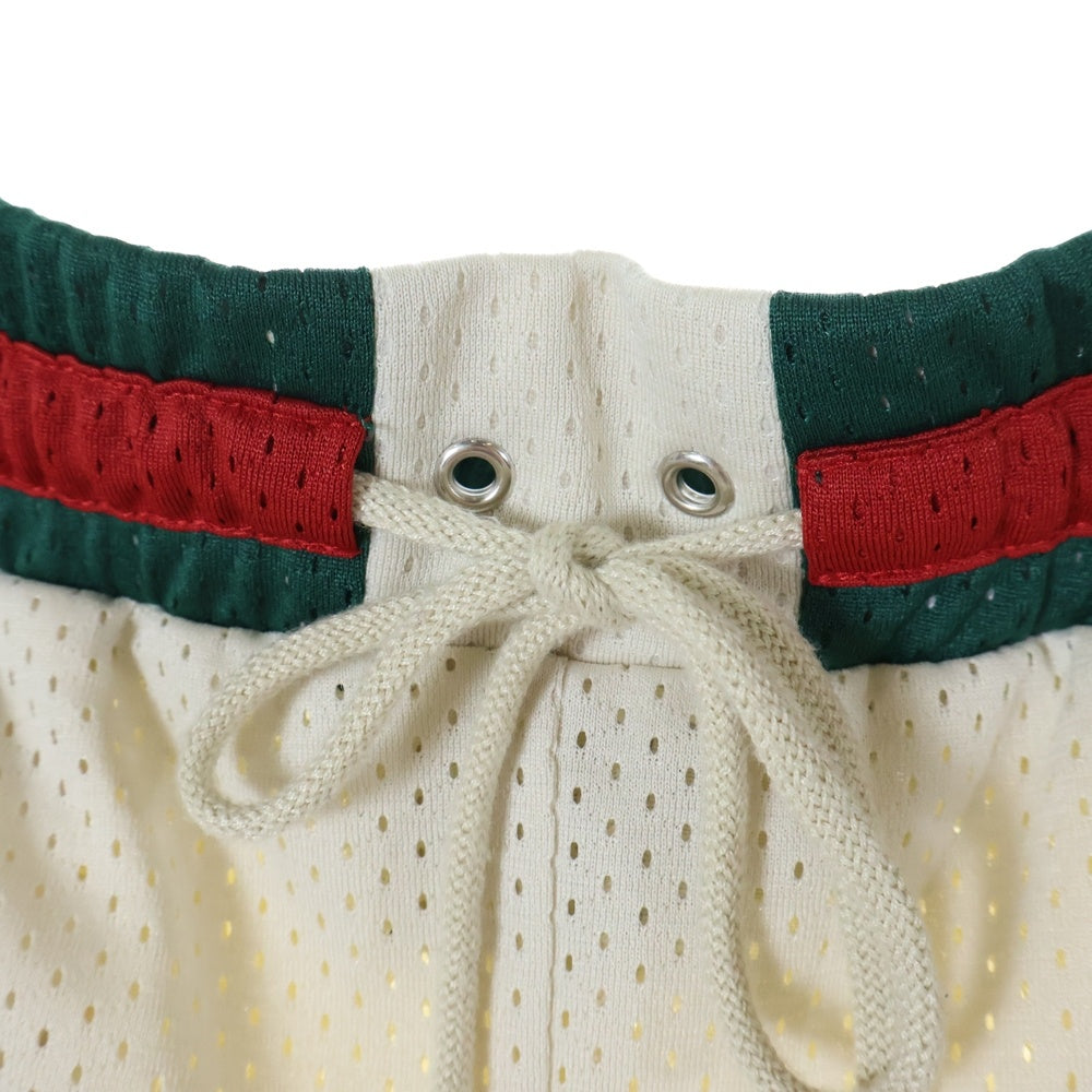 GUCCI(グッチ) 24SS GG Logo Mesh Fabric Shorts ロゴ メッシュ ハーフパンツ ショーツ アイボリー/レッド/グリーン 737407