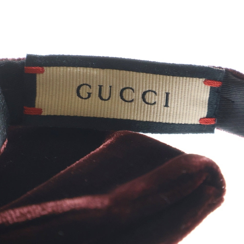 GUCCI(グッチ) ベロア リボン ブローチ 蝶ネクタイ バーガンディ