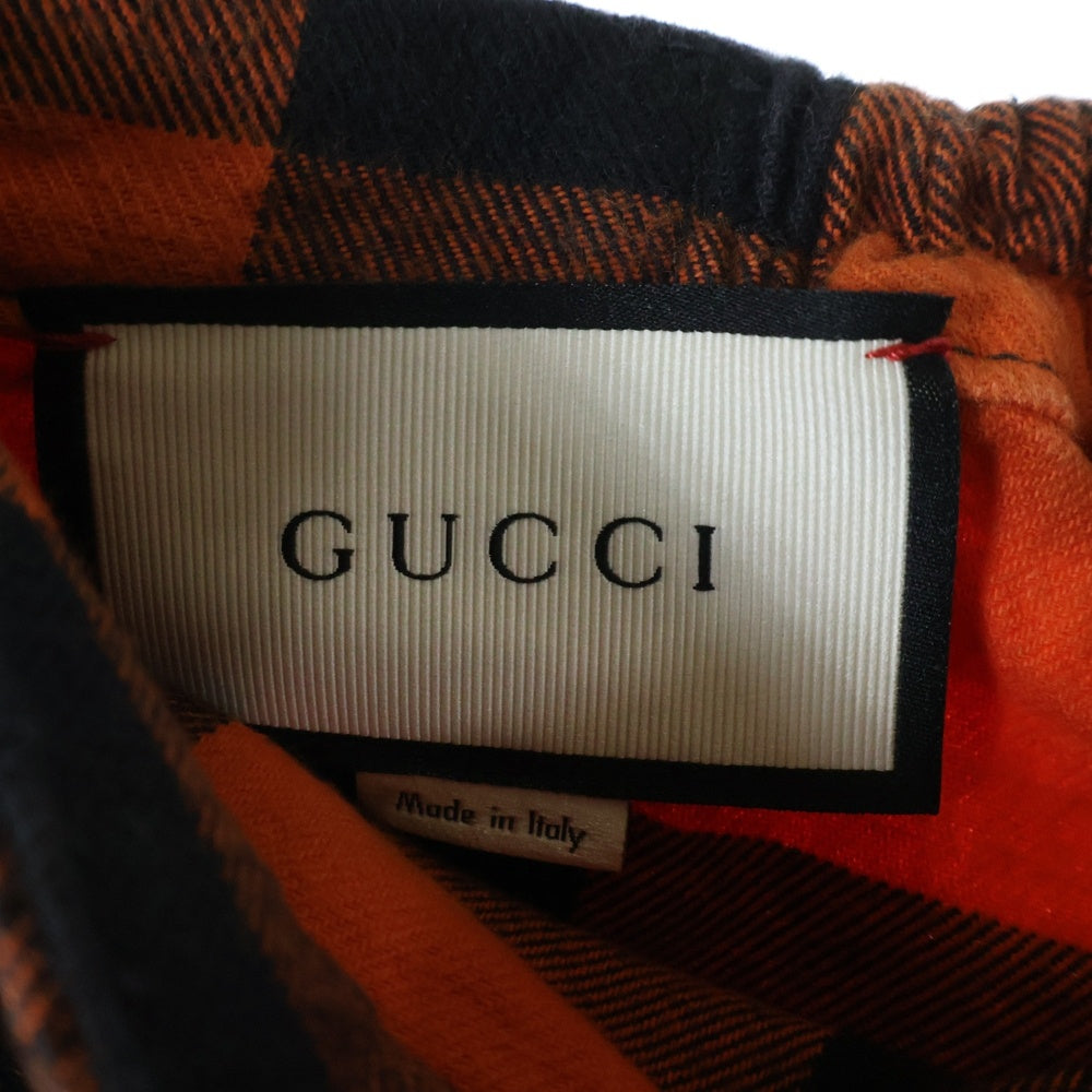 GUCCI(グッチ) ブロックチェック コットン ストレート ワークパンツ オレンジ/ブラック 488199 XD649