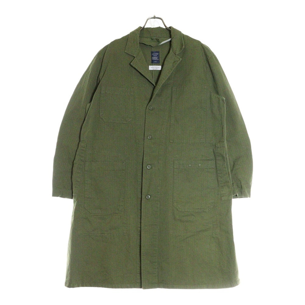 BACK NUMBER(バックナンバー) WASHI DENIM 和紙デニム マルチポケット コットン ショップコート グリーン BN-4116002