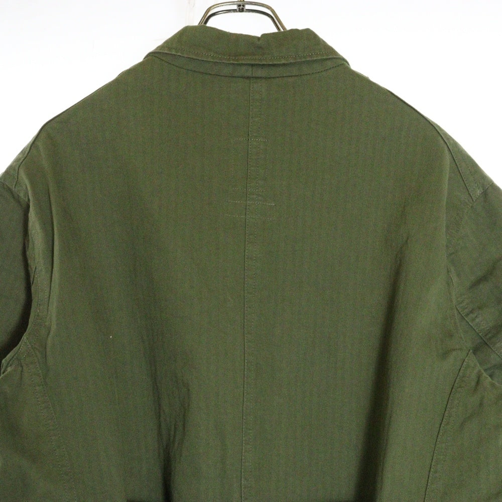 BACK NUMBER(バックナンバー) WASHI DENIM 和紙デニム マルチポケット コットン ショップコート グリーン BN-4116002