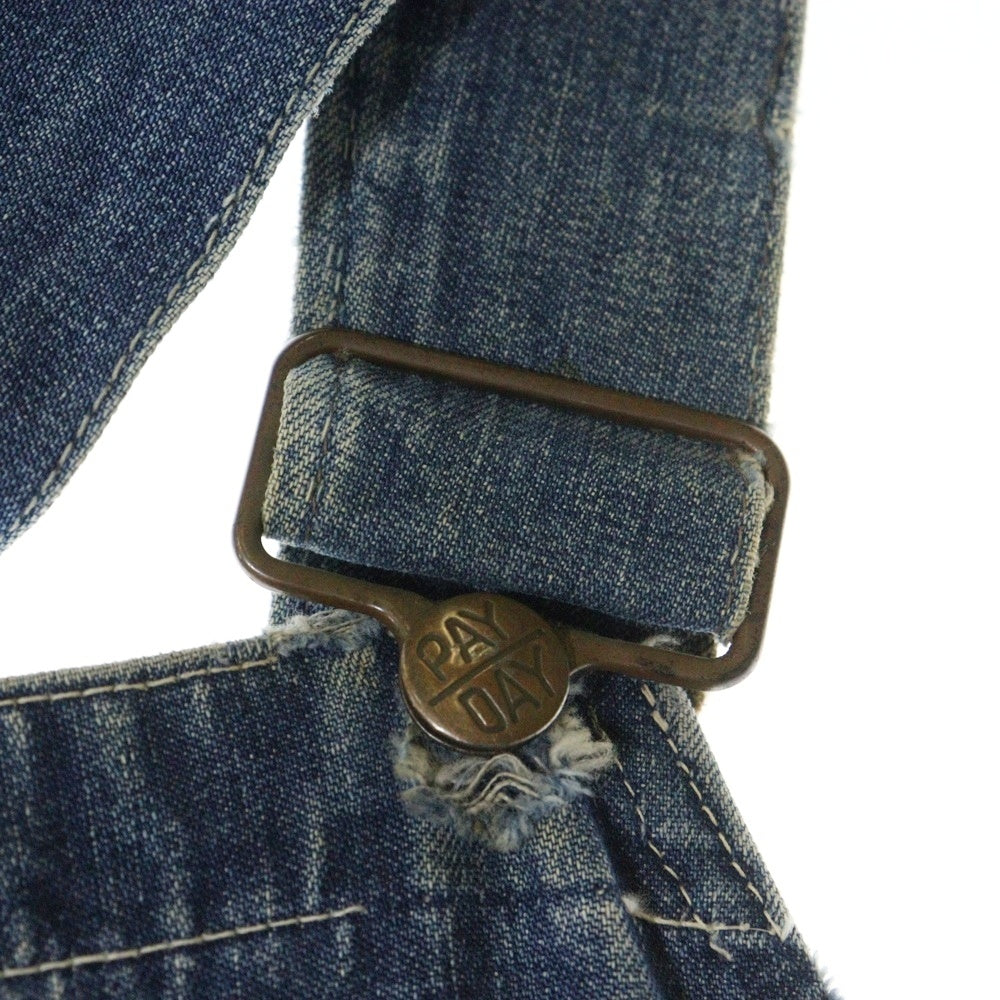 PAY DAY(ペイデイ) 40S VINTAGE J.C.PENNEY SUPER PAYDAY ヴィンテージ ジェーシーペニー スーパーペイデイ ロゴボタン マルチポケット ペインターワーク デニム オーバーオール