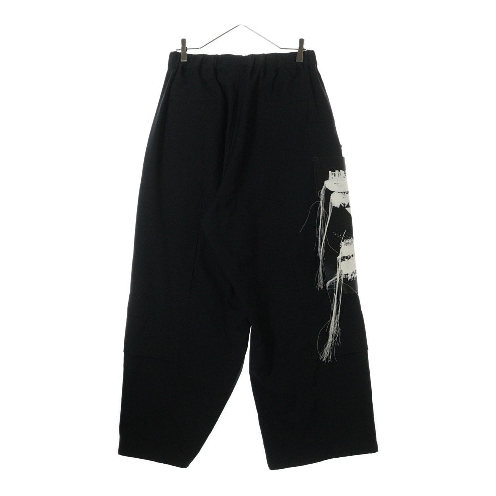 Y-3(ワイスリー) 25SS SPORTS UNIFORM PATCH PANTS スポーツ ユニフォーム グラフィックロゴ パッチ ワイドパンツ ブラック JN3704