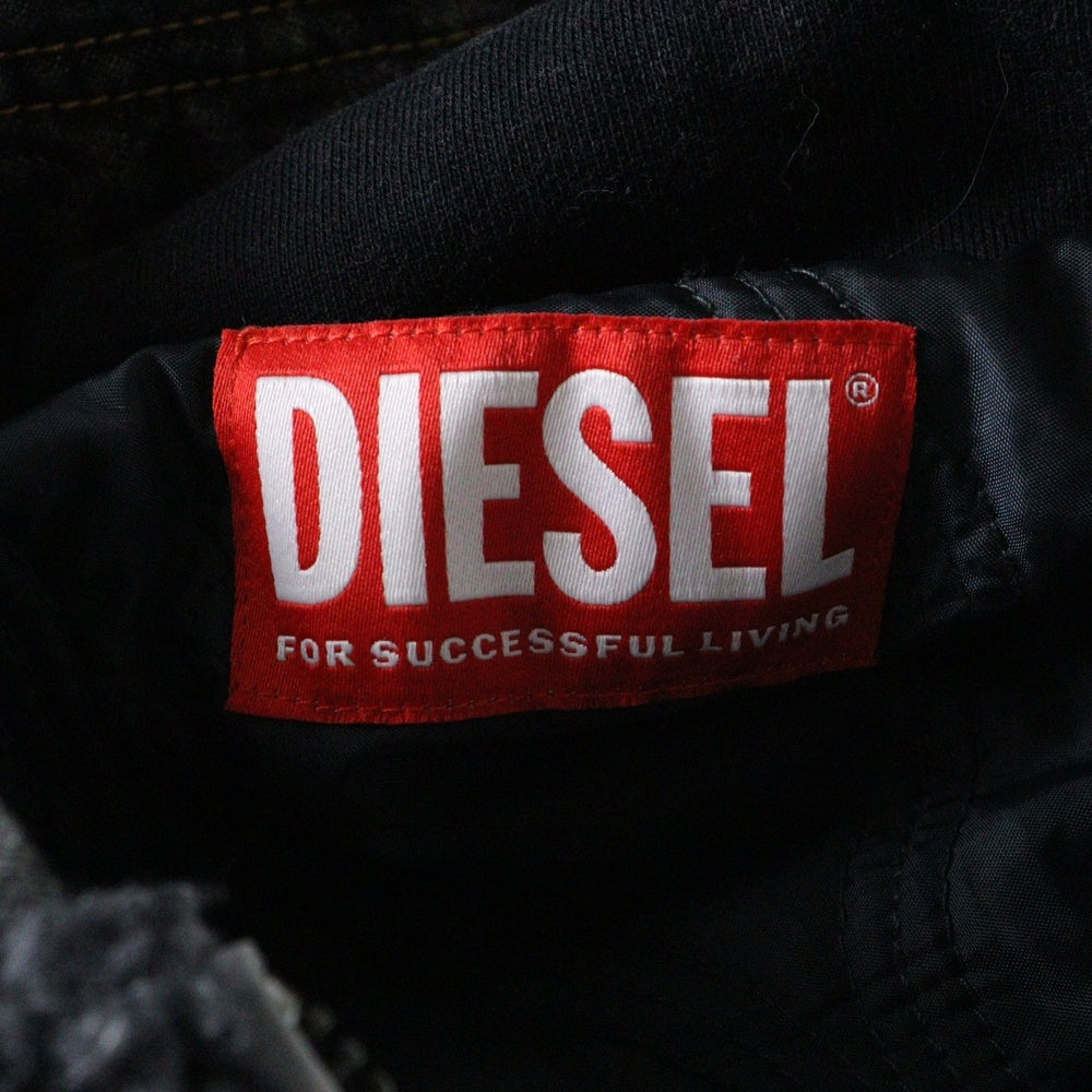 DIESEL(ディーゼル) S-Depla フード切り替え 総柄デザイン ボアジャケット アウター グレー A14392