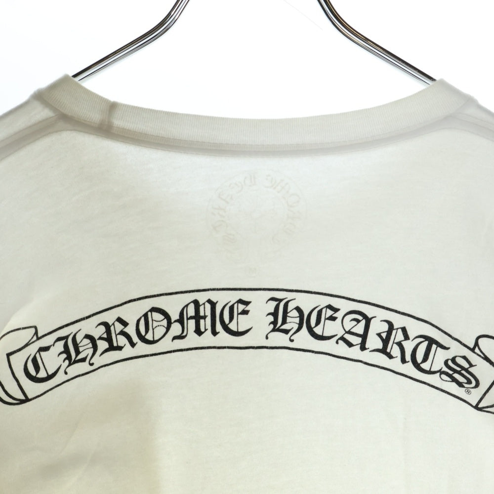 CHROME HEARTS(クロムハーツ) SCROLL LABEL TEE スクロール ラベル ロゴプリント クルーネック長袖ポケットTシャツ カットソー ホワイト