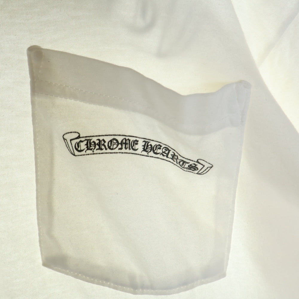 CHROME HEARTS(クロムハーツ) SCROLL LABEL TEE スクロール ラベル ロゴプリント クルーネック長袖ポケットTシャツ カットソー ホワイト