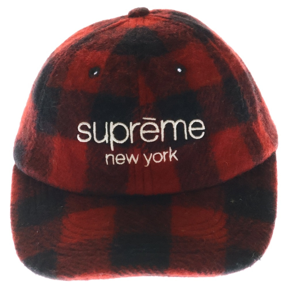 SUPREME(シュプリーム) 16AW Buffalo Plaid Wool Classic Logo Cap ヴァッファロー プラッド ウール クラシックロゴ キャップ ブラック/レッド