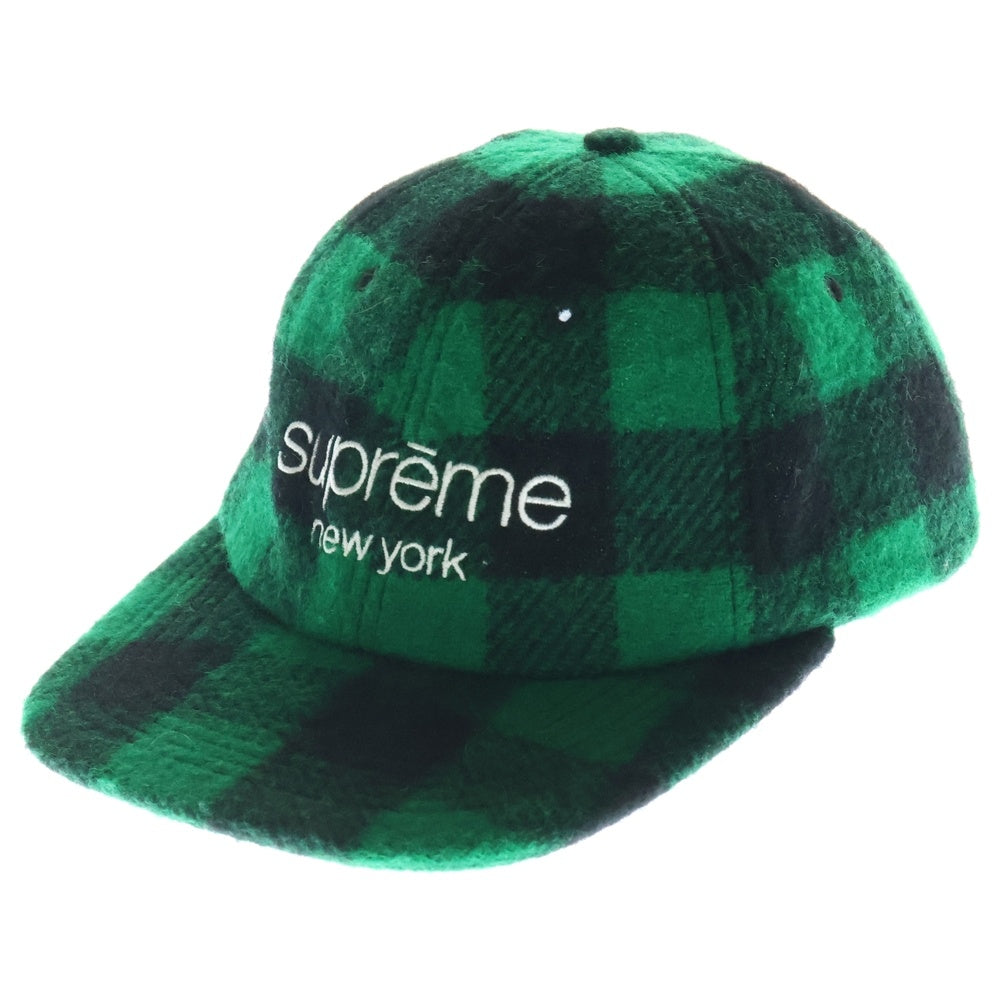 SUPREME(シュプリーム) 16AW Buffalo Plaid Wool Classic Logo Cap ヴァッファロー プラッド ウール クラシックロゴ キャップ ブラック/グリーン
