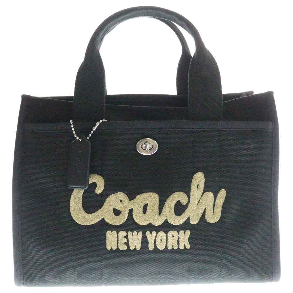 COACH(コーチ) ロゴ エンブロイダリー 2WAY カーゴ トート ショルダーバッグ レディース ブラック CP158
