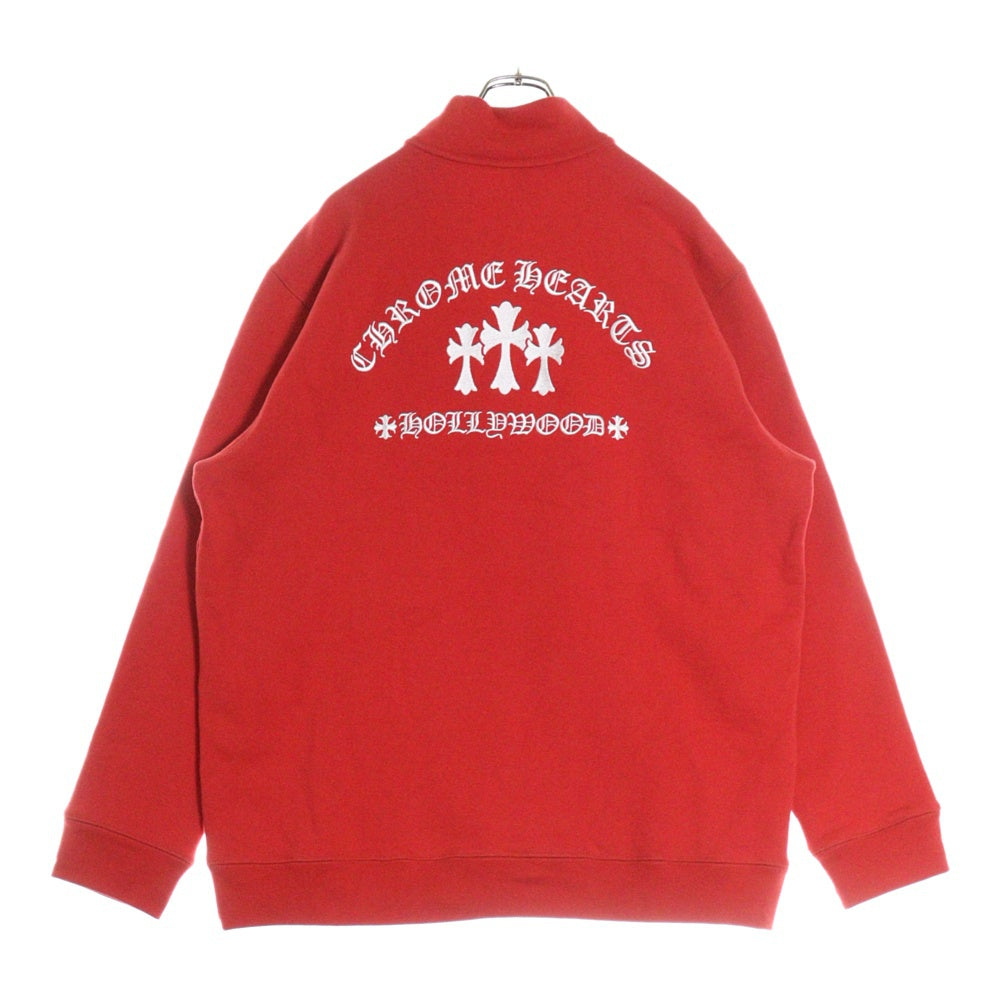 CHROME HEARTS(クロムハーツ) SAILIN ON 1 2 ZIP バックセメタリー刺繍ハーフジップスウェットトレーナー レッド