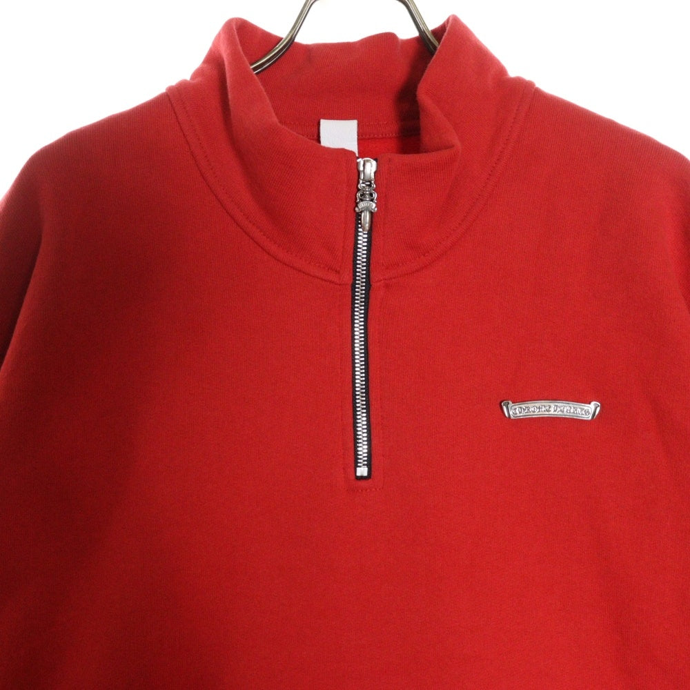 CHROME HEARTS(クロムハーツ) SAILIN ON 1 2 ZIP バックセメタリー刺繍ハーフジップスウェットトレーナー レッド