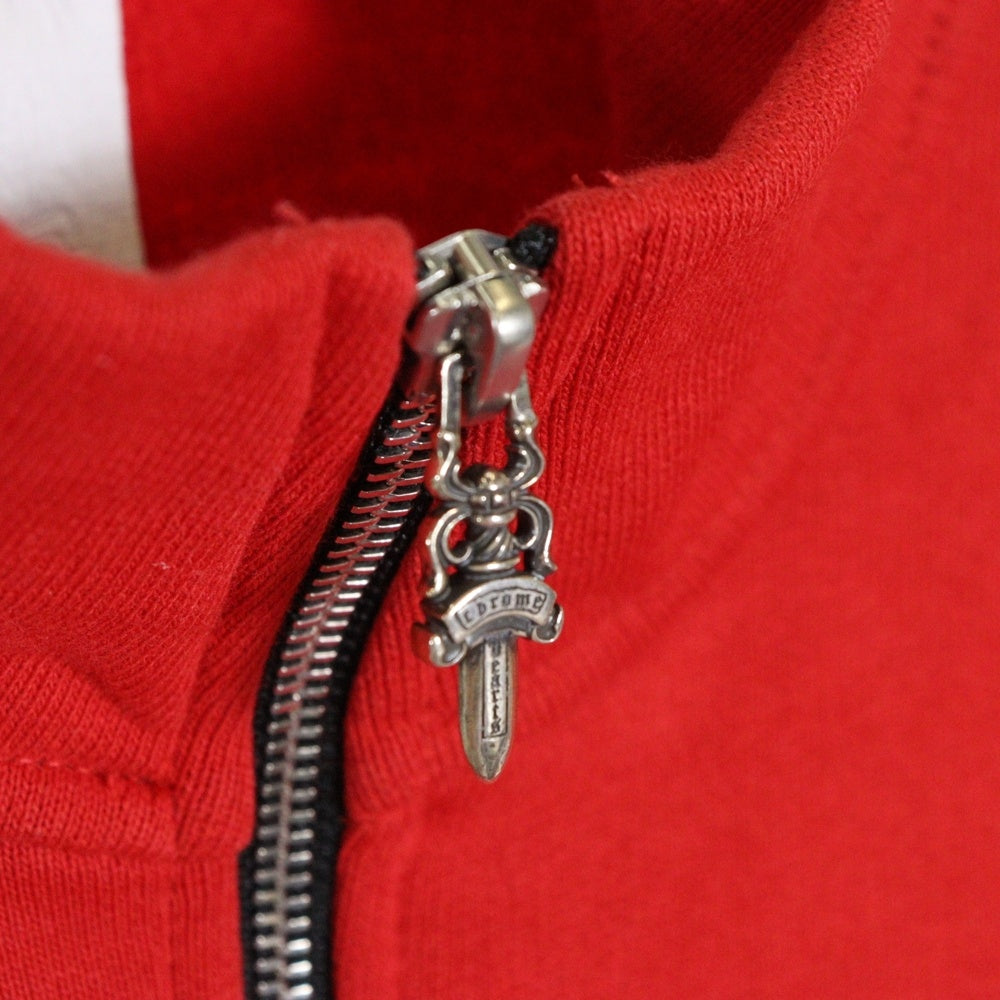 CHROME HEARTS(クロムハーツ) SAILIN ON 1 2 ZIP バックセメタリー刺繍ハーフジップスウェットトレーナー レッド