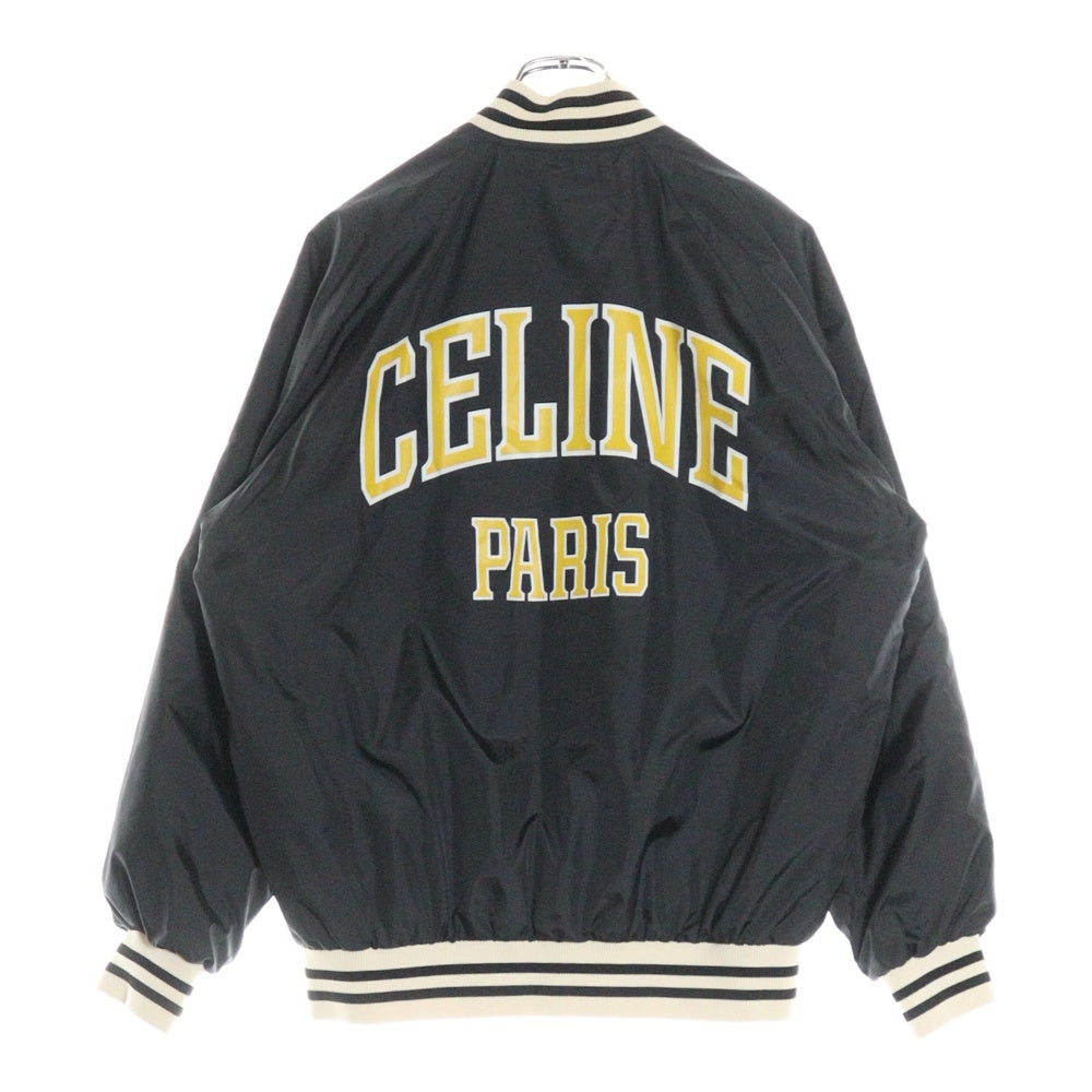 CELINE(セリーヌ) PARIS TEDDY JACKET テディ ロゴプリント ボタンフライジャケット ライトウェイト ブラック レディース 2W19B905V