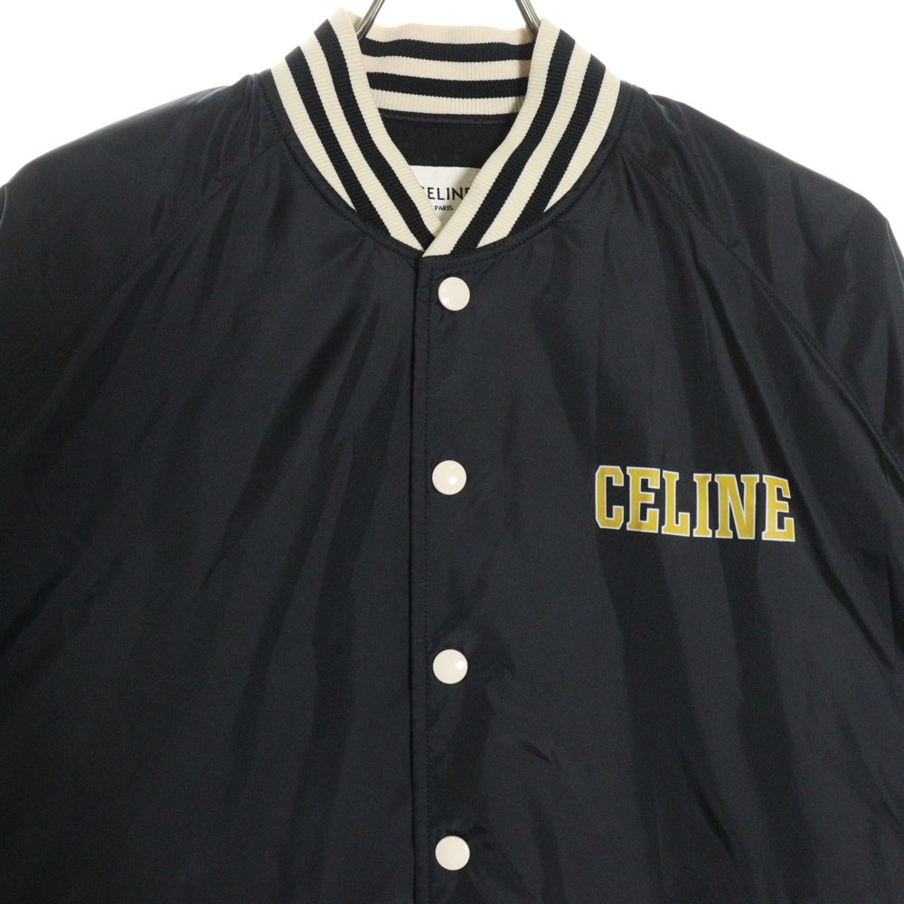 CELINE(セリーヌ) PARIS TEDDY JACKET テディ ロゴプリント ボタンフライジャケット ライトウェイト ブラック レディース 2W19B905V