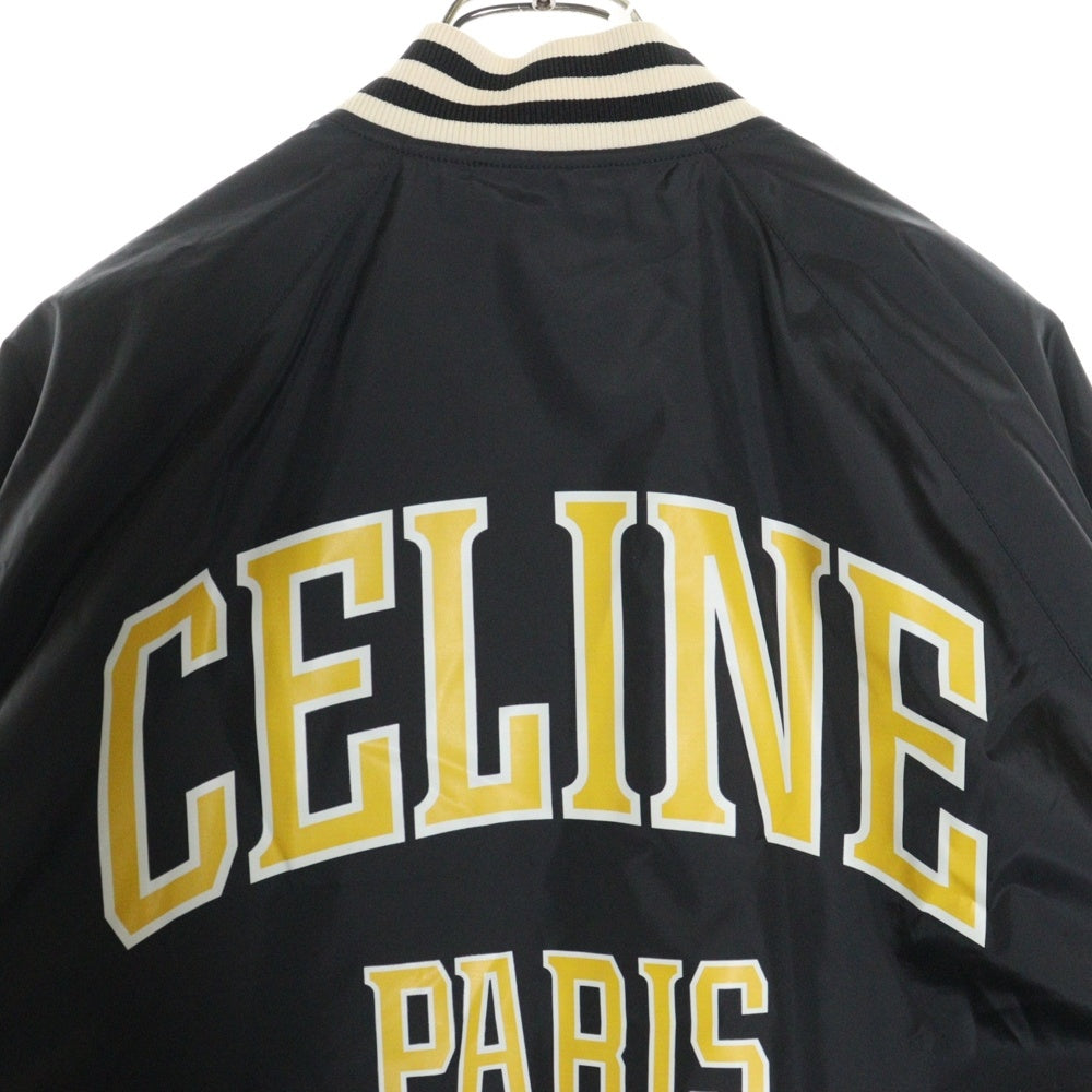 CELINE(セリーヌ) PARIS TEDDY JACKET テディ ロゴプリント ボタンフライジャケット ライトウェイト ブラック レディース 2W19B905V