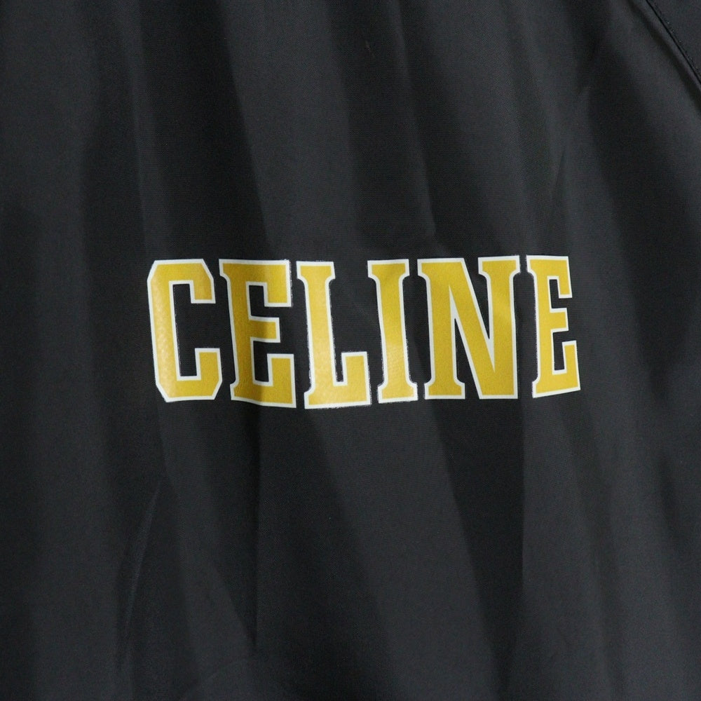 CELINE(セリーヌ) PARIS TEDDY JACKET テディ ロゴプリント ボタンフライジャケット ライトウェイト ブラック レディース 2W19B905V