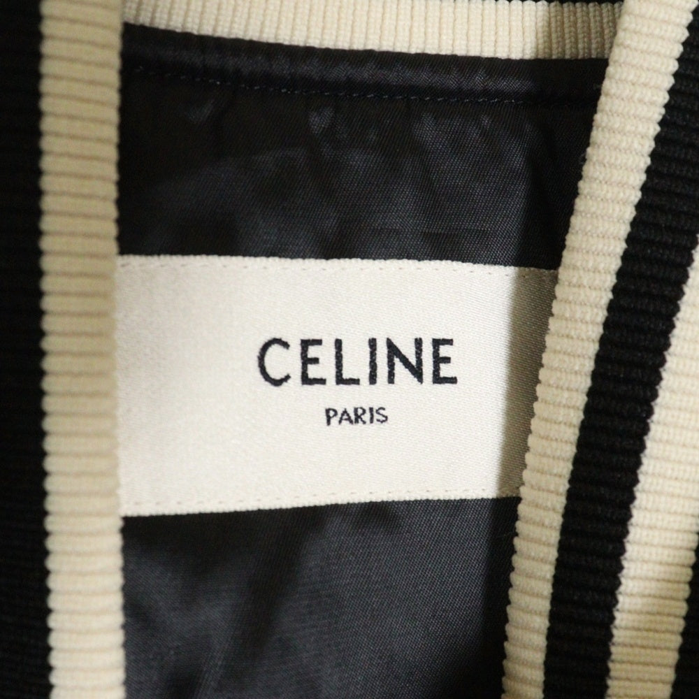 CELINE(セリーヌ) PARIS TEDDY JACKET テディ ロゴプリント ボタンフライジャケット ライトウェイト ブラック レディース 2W19B905V