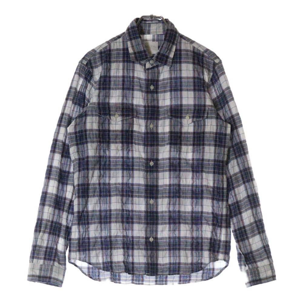 THE NORTH FACE(ザノースフェイス) リネン混 チェック柄 長袖ボタンダウンシャツ ブルー NR11250H