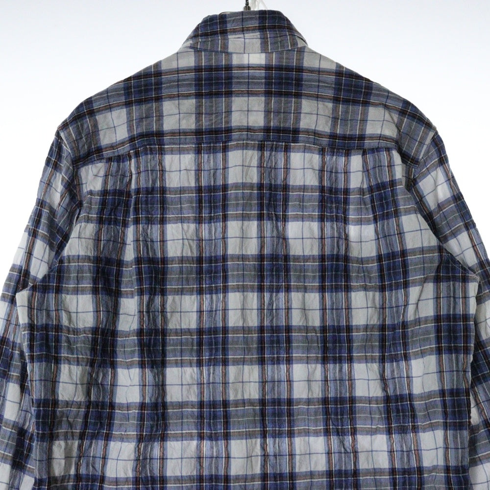 THE NORTH FACE(ザノースフェイス) リネン混 チェック柄 長袖ボタンダウンシャツ ブルー NR11250H
