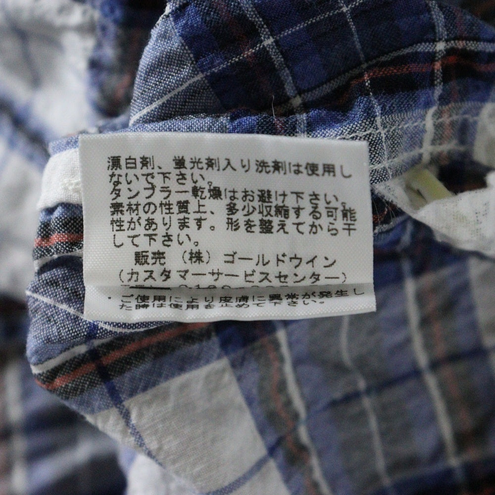 THE NORTH FACE(ザノースフェイス) リネン混 チェック柄 長袖ボタンダウンシャツ ブルー NR11250H