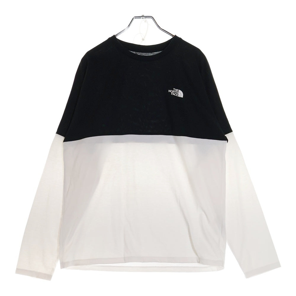 THE NORTH FACE(ザノースフェイス) L/S BI-COLORED NUPTSE TEE バイカラー ヌプシ ロゴプリントTシャツ 長袖クルーネックカットソー ブラック/ホワイト NT82384