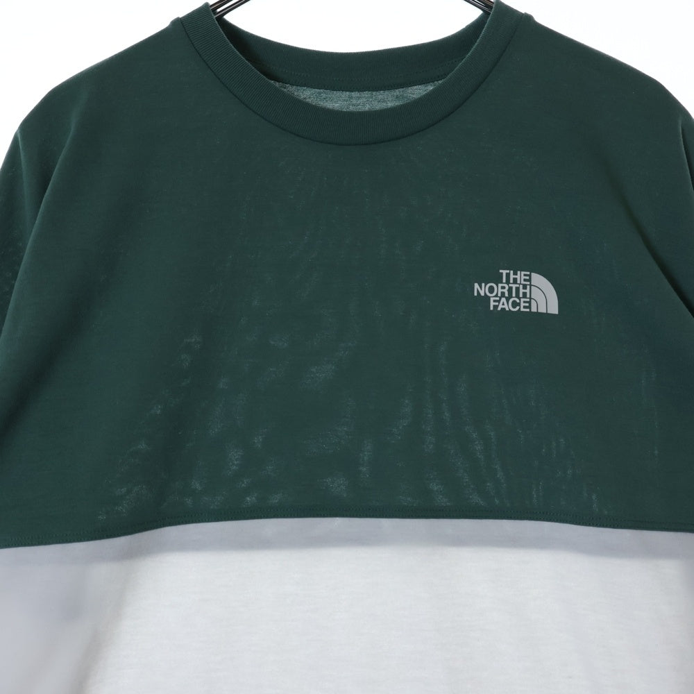 THE NORTH FACE(ザノースフェイス) L/S BI-COLORED NUPTSE TEE バイカラー ヌプシ ロゴプリントTシャツ 長袖クルーネックカットソー グリーン/ホワイト NT82384