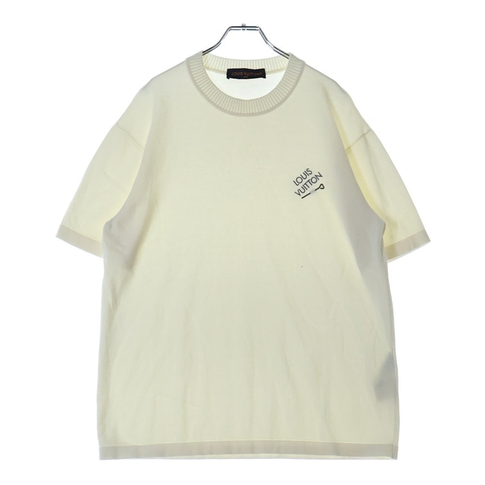 LOUIS VUITTON(ルイヴィトン) 24AW シグネチャー ロゴ刺繍付き クルーネック半袖Tシャツ カットソー ホワイト RM242Q OY8 HNN42W