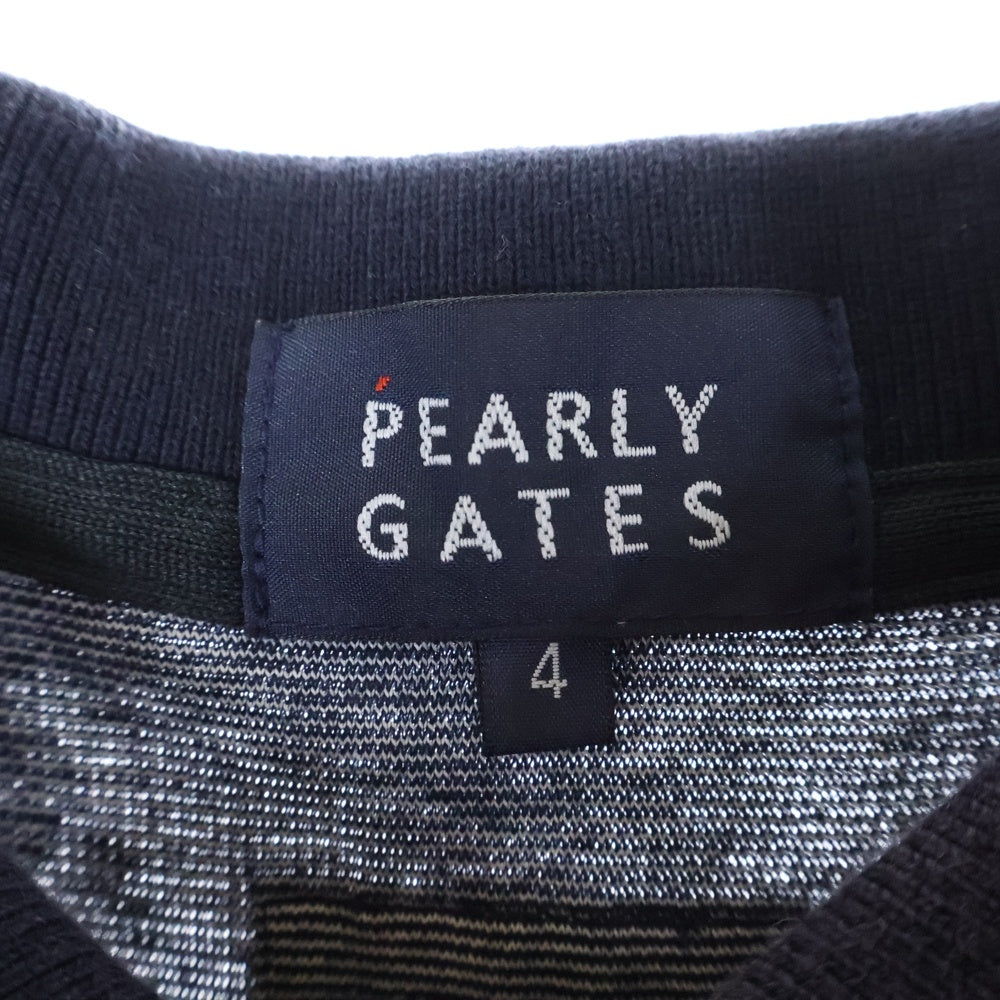 PEARLY GATES(パーリーゲイツ) ロゴプリント パッチワーク 半袖ポロシャツ ネイビー/ホワイト 053-2160409