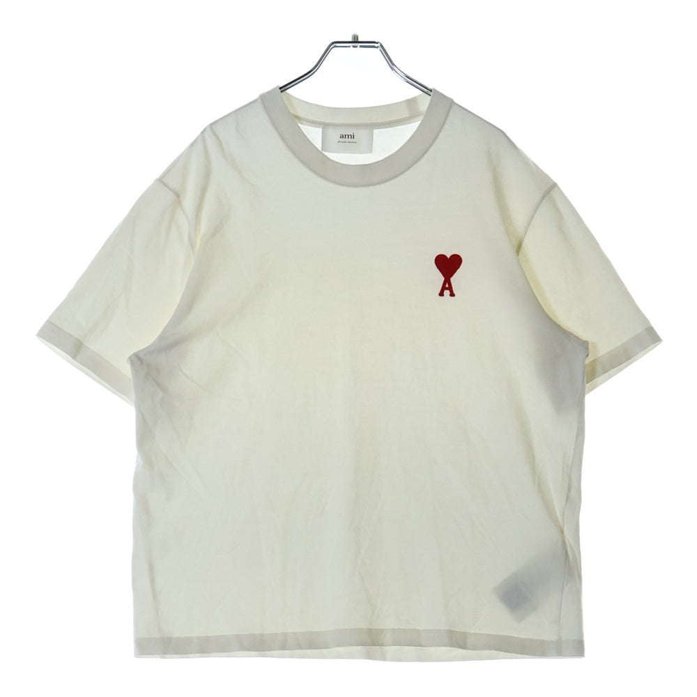 AMI Alexandre Mattiussi(アミアレクサンドルマテュッシ) TONAL AMI DE COEUR TSHIRT トーナル アミ デ クール クルーネック半袖Tシャツ カットソー ホワイト 52059