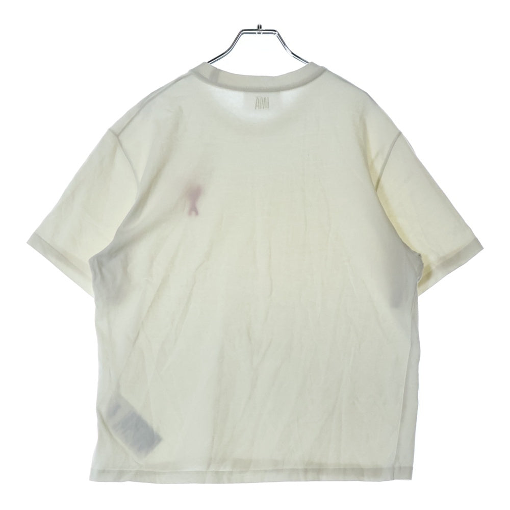 AMI Alexandre Mattiussi(アミアレクサンドルマテュッシ) TONAL AMI DE COEUR TSHIRT トーナル アミ デ クール クルーネック半袖Tシャツ カットソー ホワイト 52059