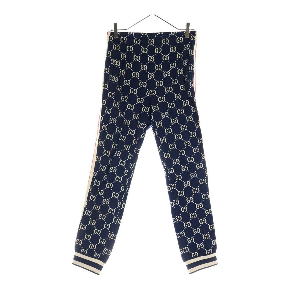 GUCCI(グッチ) 18AW GG JACQUARD SWEAT PANTS GGジャカード コットン サイドライン トラックパンツ ネイビー 496920 X9V05